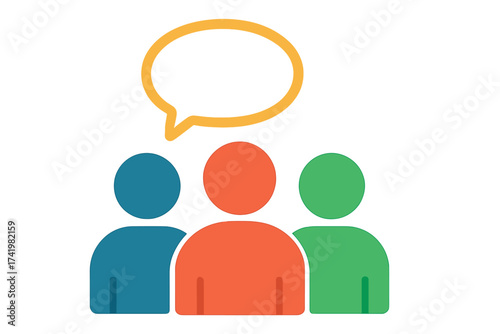 Consulting business icon. Teamwork, collaboration, communication concept. Group of people meeting. Brainstorming, corporate strategy, expert advice, support. Vector banner.