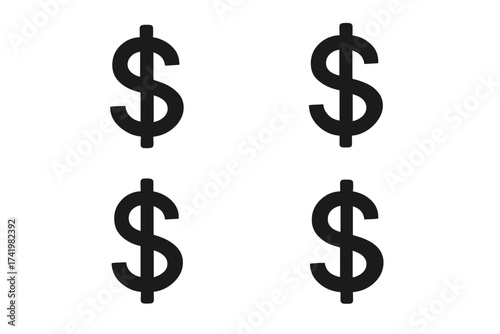 Dollar sign icon set. US currency symbol collection. Financial concept for business, banking, investment. Vector money illustration for economy, profit, cash, payment graphic.