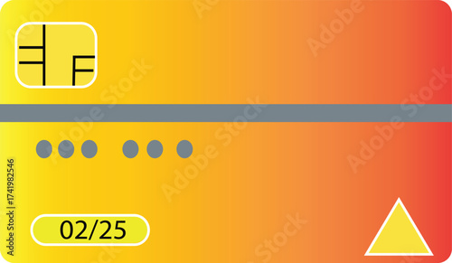 Bright Orange and Yellow Generic EMV Chip Smart Card Icon