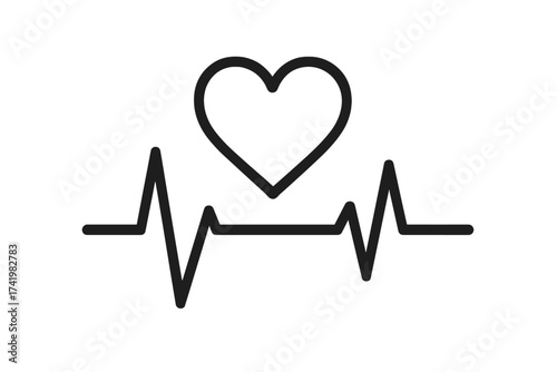 Cardiogram line icon set. Heartbeat, ECG, EKG pulse monitor waveform. Health and medical heart rhythm graph. Cardiology concept symbol. Vector illustration isolated design element.