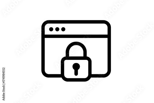 HTTPS protocol icon for secure browser connection. Cybersecurity concept with padlock. SSL certificate for website safety, data protection, and safe browsing. Vector privacy symbol.