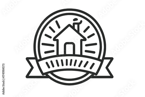 Homemade product vector icon. Home made quality seal with house logo. Guarantee badge for local business. Handmade craft label, stamp or symbol. Cottage industry illustration.