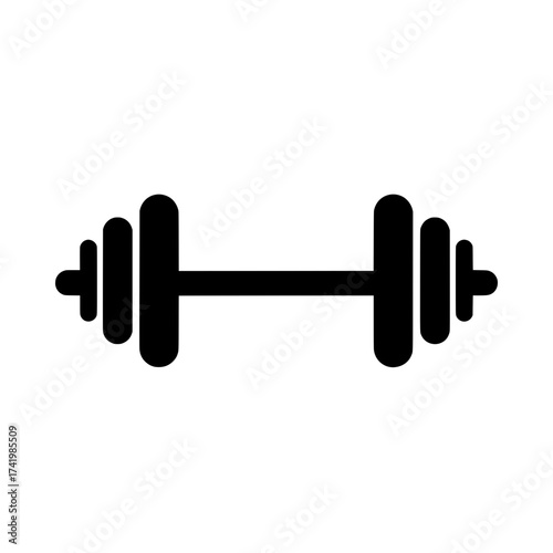 Black dumbbell icon for fitness and weightlifting training.