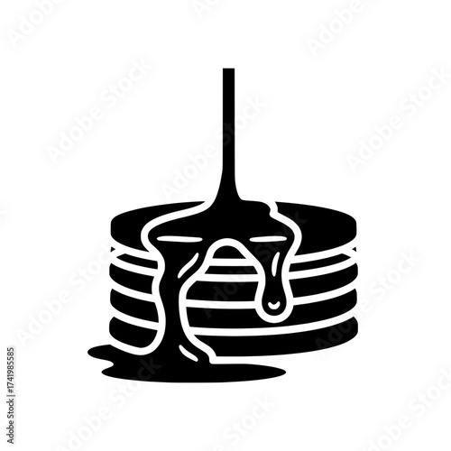 Stack of pancakes with syrup being poured on top delicious breakfast.