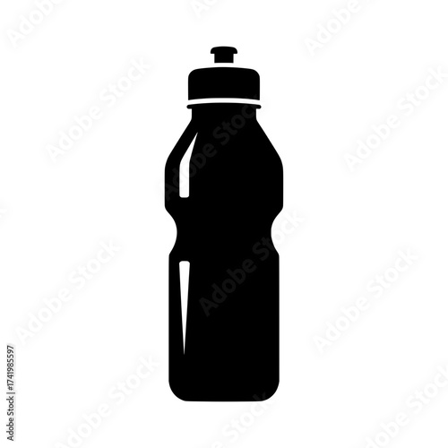 Black water bottle with a cap perfect for sports and outdoor activities.