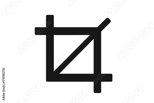 Crop tool symbol for photo editing and design. Vector icon for cropping images. Graphic element for user interface, photography, software, and web applications.