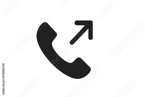 Outgoing call vector icon. Phone symbol with arrow for contact, dial, and communication. Simple flat pictogram for web user interface, app design. Telephone support sign.