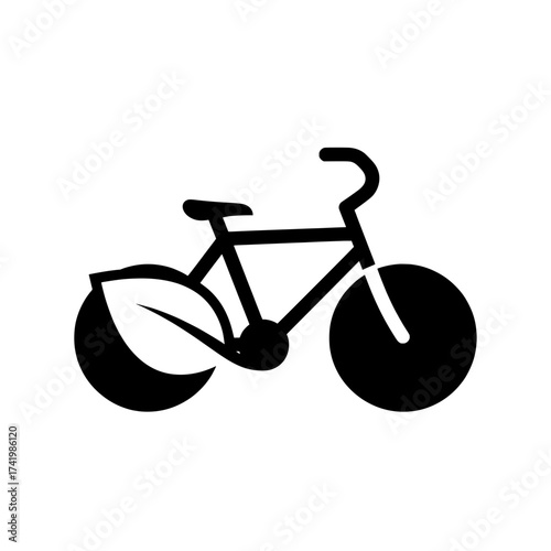 Ecofriendly bicycle with leaf representing sustainable transportation and environmental consciousness.
