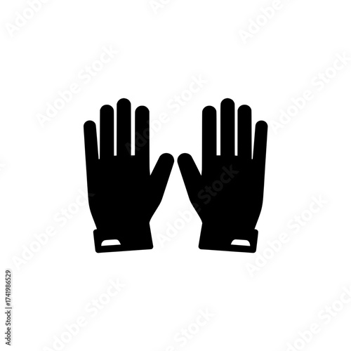 Pair of black gloves isolated on white background protective wear.