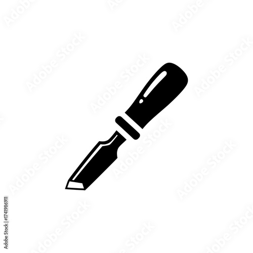 Chisel Tool for Woodworking and Carpentry with Handle and Blade.