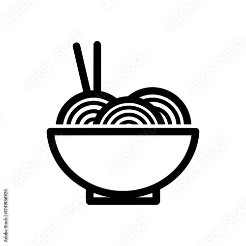Bowl of noodles with chopsticks a delicious Asian cuisine icon.