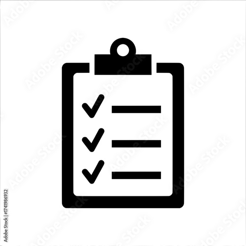 Checklist icon with check marks and horizontal lines for tasks and todo lists.