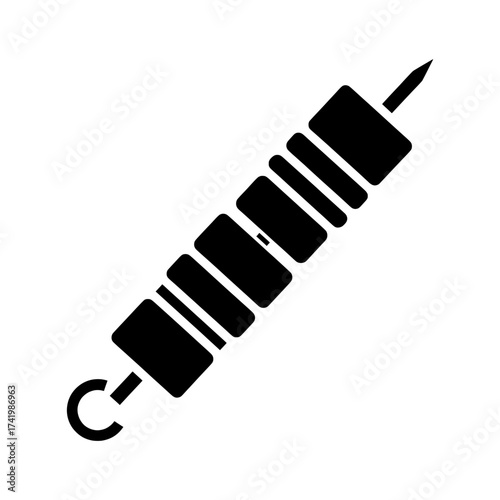 Skewered food icon black and white illustration isolated on white background.