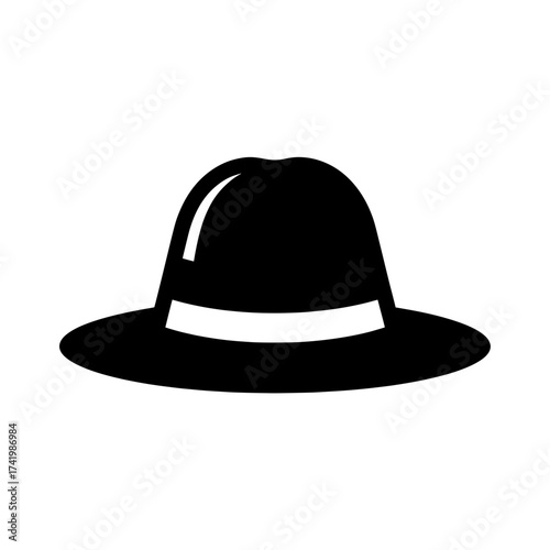 Elegant black hat with a white band classic fashion accessory stylish headwear.