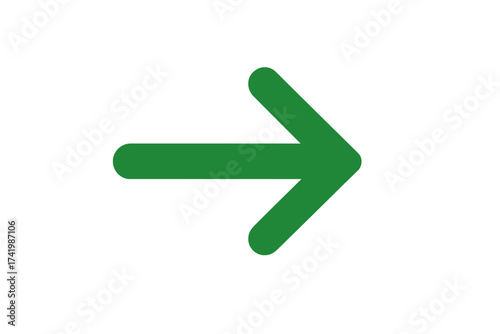 Green right arrow icon symbol, vector illustration with transparent background, directional arrow design for navigation, digital use, and user interface elements