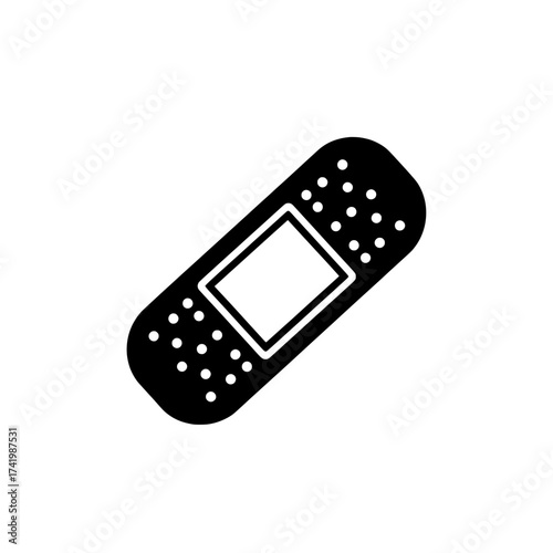 Bandage icon black and white isolated on white background medical plaster.