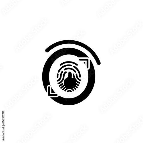 Fingerprint scanning security system icon biometric identification digital access.