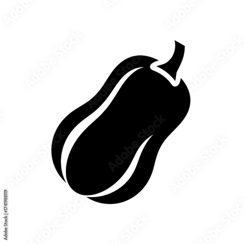 Butternut squash illustration black and white isolated on white background healthy food concept.