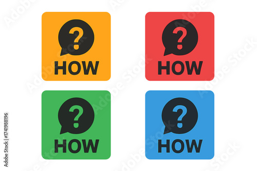 How question mark icon set. FAQ and help symbol collection. Support query sign. Problem solving and solution concept. Guide, tutorial, and information graphic vector illustration.