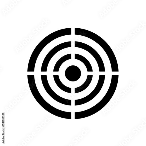 Target symbol with concentric circles and crosshair design for accuracy and precision.