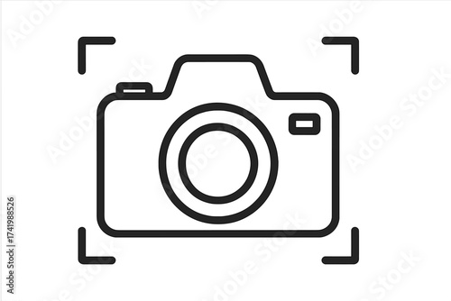 Photography camera icon line design, snapshot capture symbol, simple vector illustration with transparent background, minimalistic camera graphic, photo shoot concept, modern outline icon
