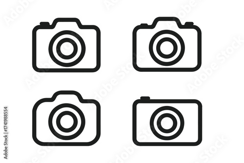 Photography camera icons set, vector illustration with transparent background, professional photo equipment symbol, ordered collection of digital camera art, photo shoot design elements