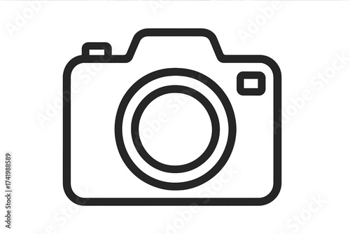 Photography camera icon line design, simple snapshot capture symbol, vector illustration with transparent background, minimalistic photo camera outline icon perfect for digital use