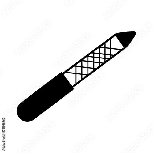 Nail file tool for manicure and pedicure black and white illustration.