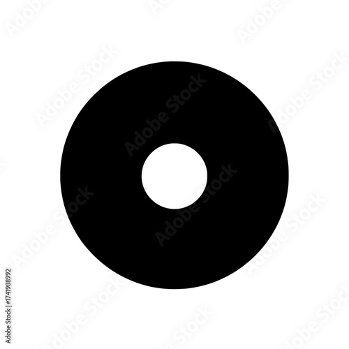 Concentric circles design with a black outer ring and white inner circle.