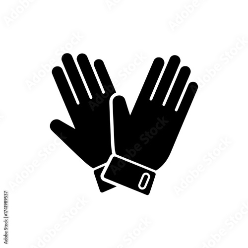 Pair of black gloves isolated on white background work safety.