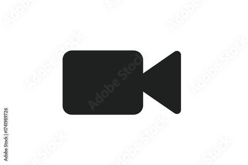 Video camera icon vector, black video record symbol isolated on white, digital media illustration, transparent background, multimedia, film and recording concept, video technology