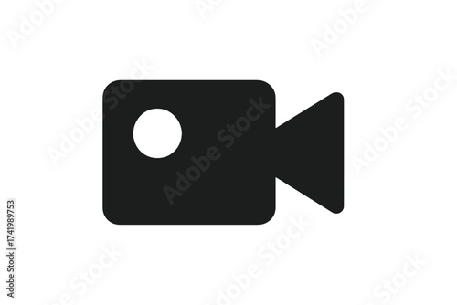 Video camera icon symbol vector isolated on white background, minimalist video recorder illustration, transparent background, media and technology icon, digital recording concept