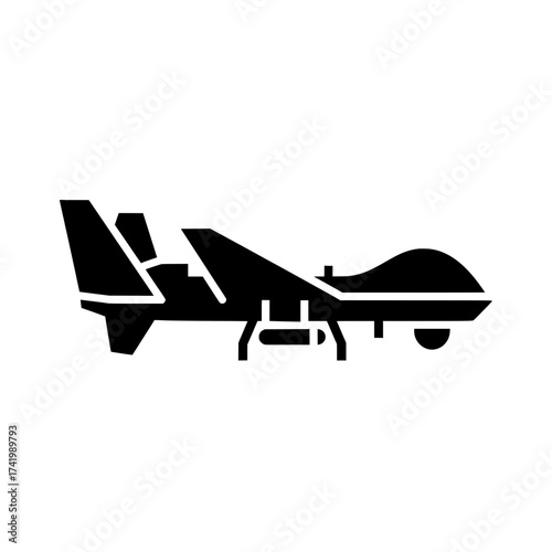 Drone aircraft icon black and white illustration unmanned aerial vehicle.