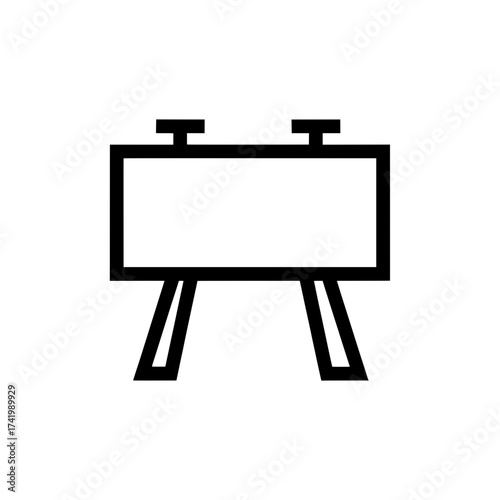 Simple black outline icon of a gymnastics pommel horse.