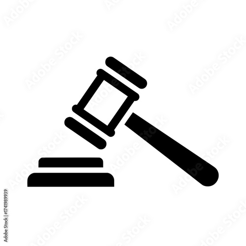 Judges Gavel and Sound Block Icon for Justice and Law.