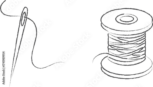 Sewing needle with thread spool minimal sketch