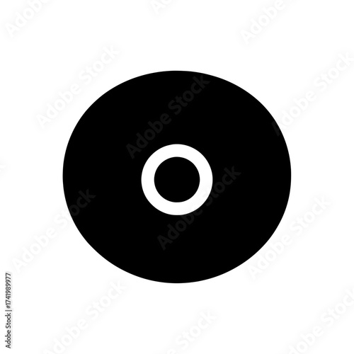 Minimalist black circle with white inner ring graphic design element.