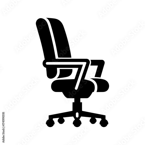 Ergonomic Office Chair Silhouette Icon for Workspace and Business.