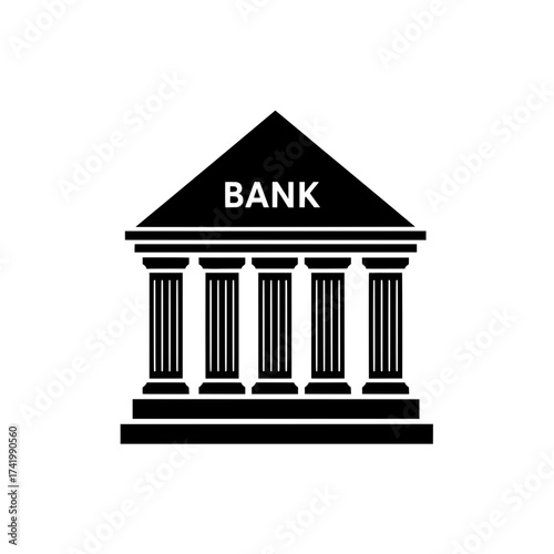 Classic bank building icon representing financial services and economy.