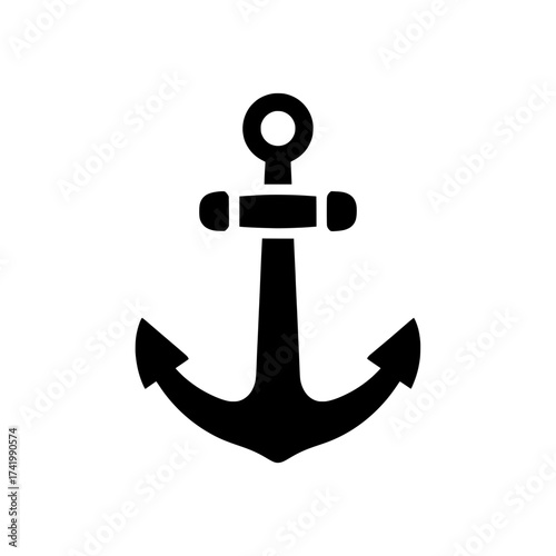 Classic black anchor icon for nautical and marine themes.