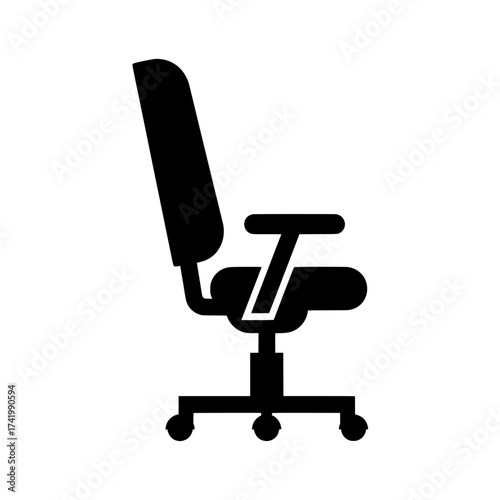 Modern office chair silhouette icon for workspace design.