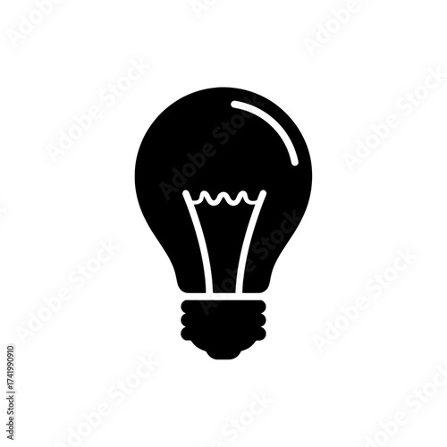 Classic light bulb silhouette icon representing ideas innovation and electricity.