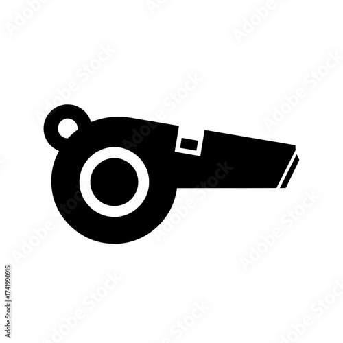 Classic Black Whistle Icon for Sports and Safety Signaling.