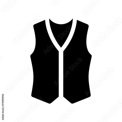 Black vest icon simple graphic design element for clothing.