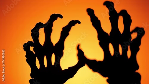 Spooky Skeleton Hands Reach Out Halloween Silhouette