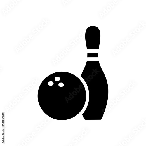 Bowling ball and pin icon for sports and recreation activities.