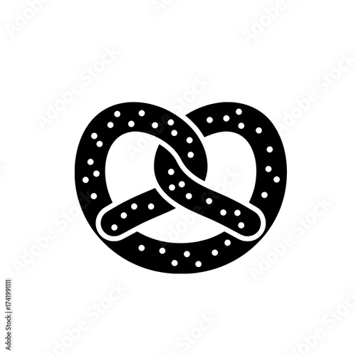 Classic salted pretzel snack icon traditional German bakery food.