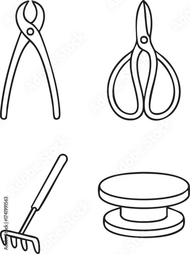 Pliers scissors broom and display riser small tools