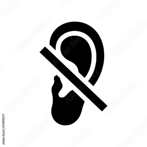 No Hearing Symbol Icon Representing Silence or Deafness.