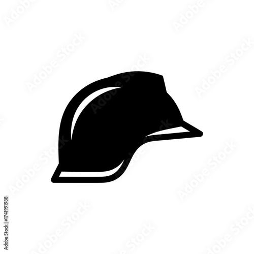 Black hard hat safety equipment construction worker protection.